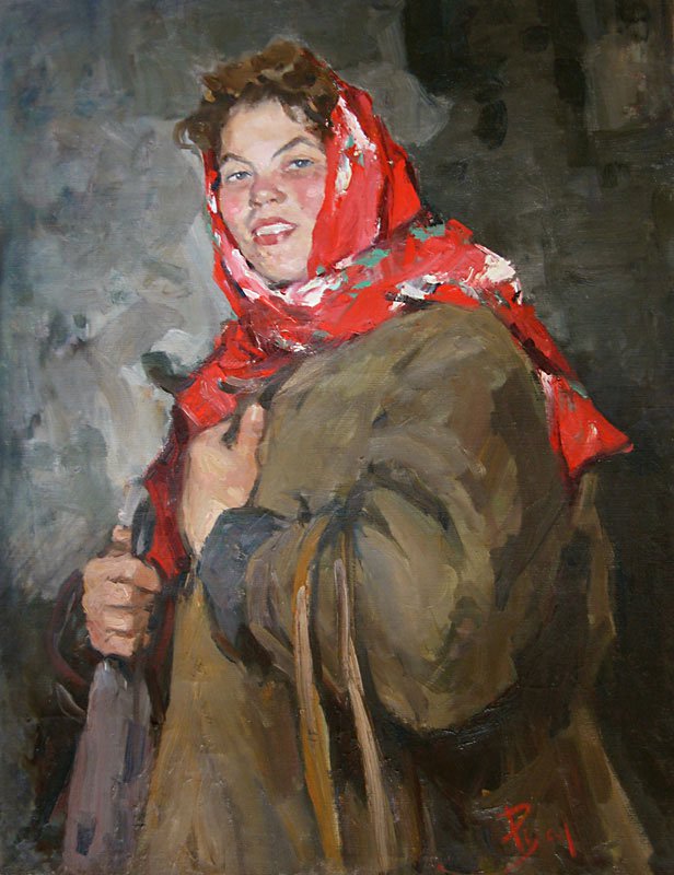 Portrait of young collective farmer - Lev Russov